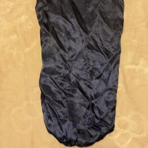 Navy blue long satin bonnet